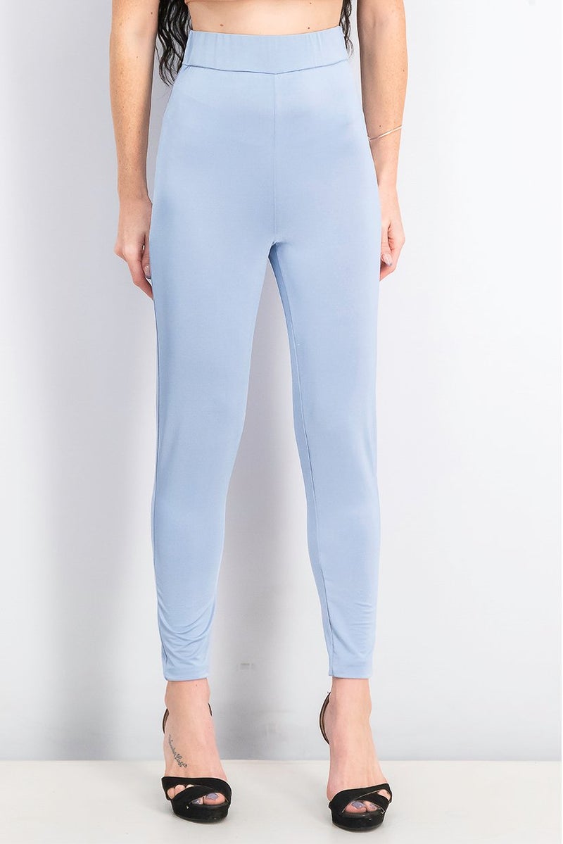 Missguided Women Plain Pull On Leggings, Light Blue Velvet - Image 1